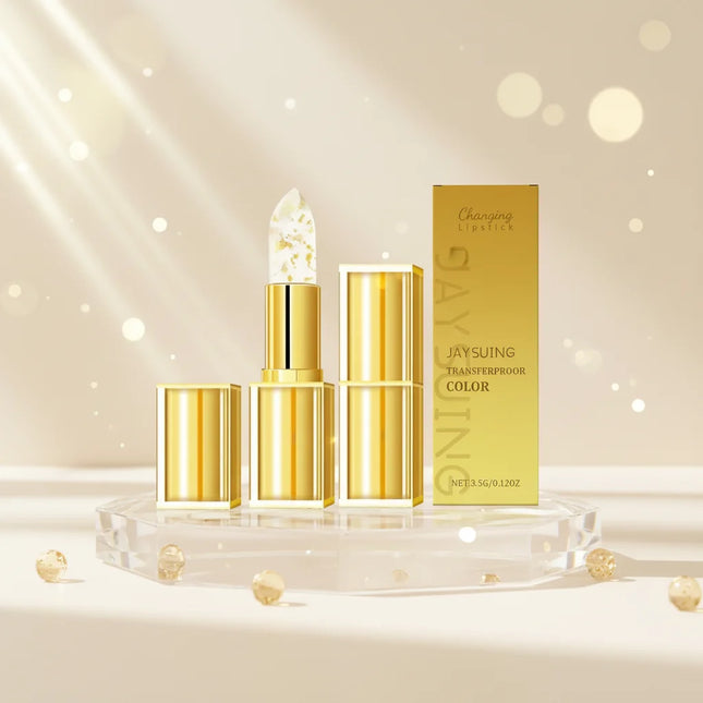 Gold Foil Lip Balm Color Changing  Moisturizes Brighten Lips Care Prevents Cracking Long Lasting No Fading Makeup Gloss