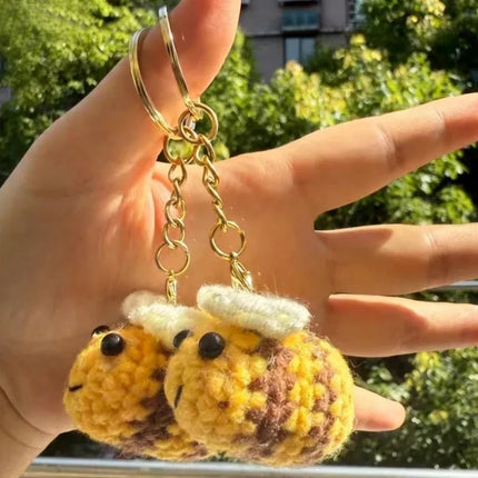 10/1PCS Crochet Bees DIY Handmade Knitted Keychain Keyring Crocheted Mini Bees Pendants Car Key Ring Handbag Charms Gifts