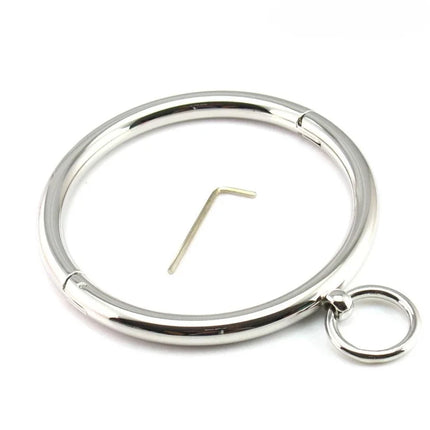 Metal Male Female Lockable Slave Neck collar Hex wrench Restraint Bondage Locking Choker O-Rings Chain Leader SM Couple Game -BDSM