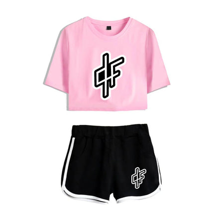 Fashion Youthful Rap Group PNL Print Two Piece Set Women Sexy Shorts+lovely T-shirt Cute Dew navel Sport Girl suits