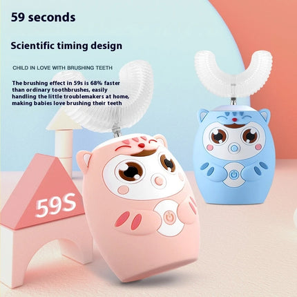 7-14 years old Smart Automatic 360° Sonic Electric Toothbrush For Kids, Rechargeable U-Shaped With IPX7