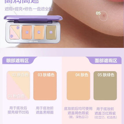 GirlsCrush 5Color Concealer Plate Brighten Lacrimal Groove Covers Acne Black Eye Circles Cream Moisturizer  Face Makeup