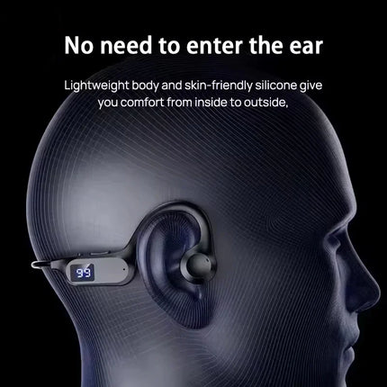 Earphone Bone Conduction Wireless Sports Waterproof Neck With Mic High Power Smooth Sound Conduction Long Battery Life