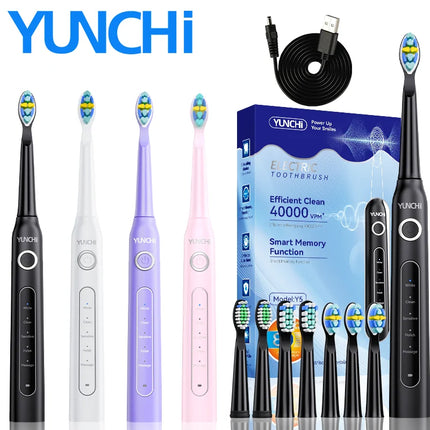 YUNCHI electric toothbrush ultrasonic adult electric toothbrush 5 cleaning modes 2-minute intelligent timed USB fast charging