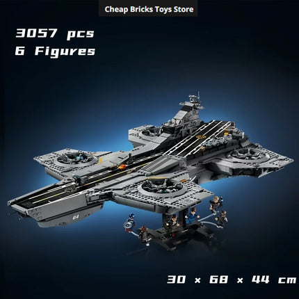 Model Gifts Flying Aircraft Carrier 3057pcs Helicarrier Shield Building Blocks  for Family Decor Christmas Birthday Toy A