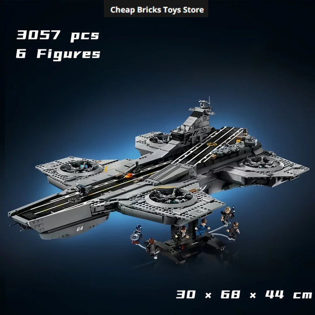 Model Gifts Flying Aircraft Carrier 3057pcs Helicarrier Shield Building Blocks  for Family Decor Christmas Birthday Toy A