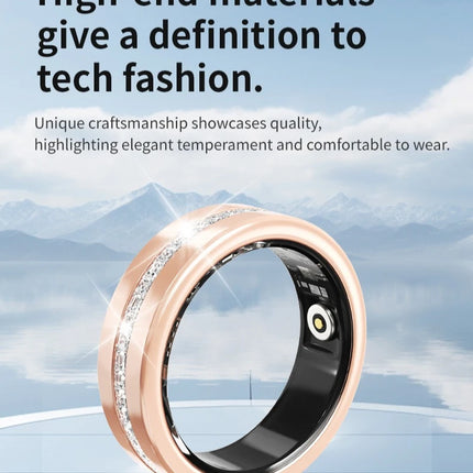 Diamond Smart Ring Heart Rate Monitor Waterproof Bluetooth Sleep Tracking Fitness Ring