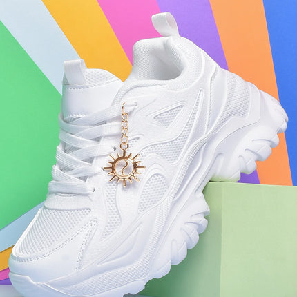 Women increase 6CM platform high heels Four seasons outdoor pure white sneakers Fashion exquisite accessories casual shoes women