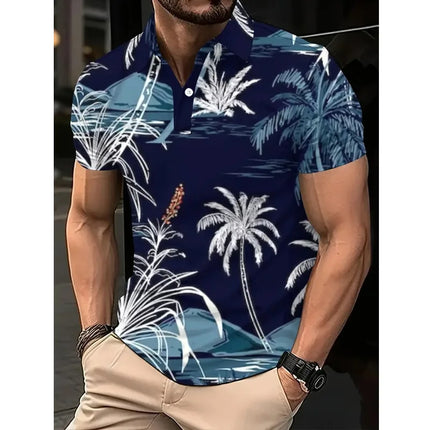 Summer Short Sleeved 3D Digital Printed Men's Fashion Casual Polo Shirt