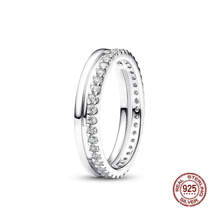 New 925 Silver Sun and Moon Love Princess Zircon Oxide Enamel Heart Love Ring Fashion Fine Jewelry For Women Gift Hypoallergenic