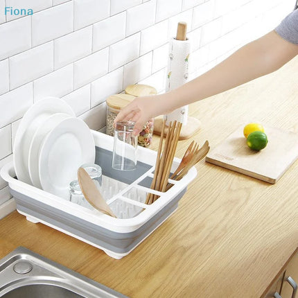 ✔Collapsible Dish Drying Rack Foldable Dinnerware Drainer Organizer Tableware Plate Portable Drying Rack For Kitchen Storage