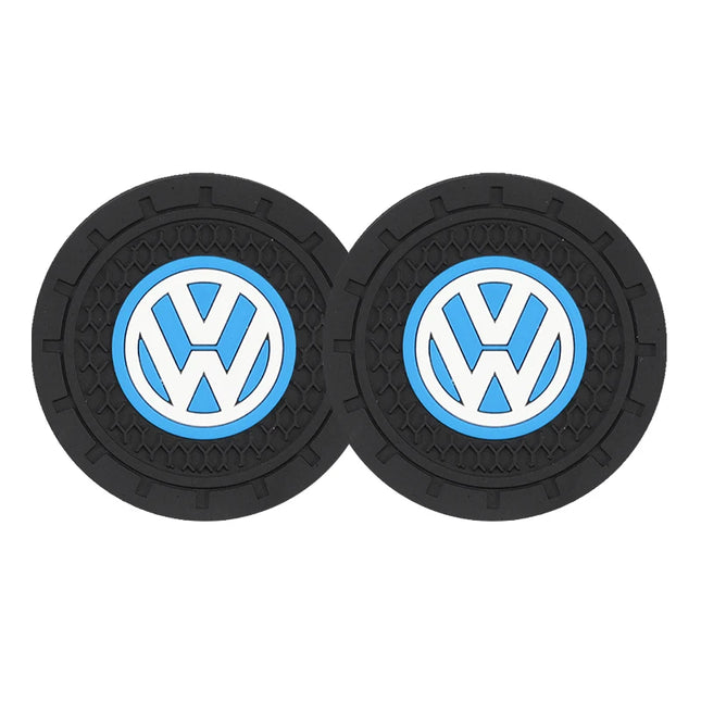 2Pcs Car Interior Coasters Silica Gel Water Cup Anti-slip Mats For VW Tiguan Arteon Taigo Caddy CC e-up! Golf Polo Passat Amarok