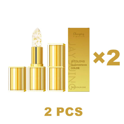 Gold Foil Lip Balm Color Changing  Moisturizes Brighten Lips Care Prevents Cracking Long Lasting No Fading Makeup Gloss