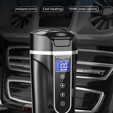 Electric kettle 12v/24v smart car heating cup touch screen thermos cup 450 ml car heating cup adjustable temperature