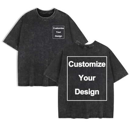 Summer Custom Washed T-Shirt Mens Cotton Oversized Tops DIY Logo/Graphic Tees Casual Comfortable T Shirts O-Neck Men's Clothes