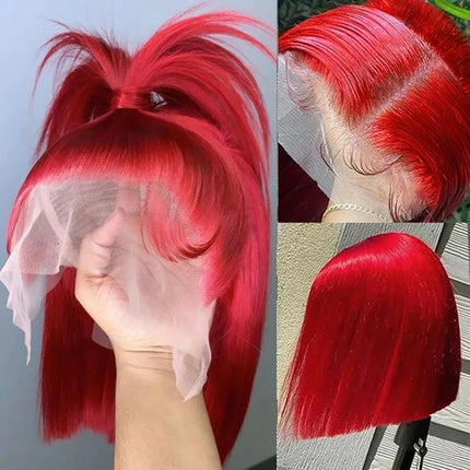 14inch Mint Green Short Bob Straight Hair Wig 13x4 HD Lace Frontal Synthetic  Preplucked  for Women drag queen