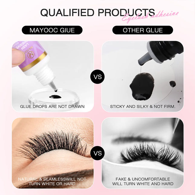 MAYOOC 0.3 Sec Eyelash Extension Glue Fast Dry Individual Lashes Glue Sensitive Eye Black Eyelash Glue Lash Free Custom Logo