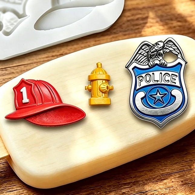 Fireman police Hat Cap Hydrant Silicone Cake Baking Mold Sugarcraft Chocolate Cupcake Resin Tools Fondant Decorating Tools