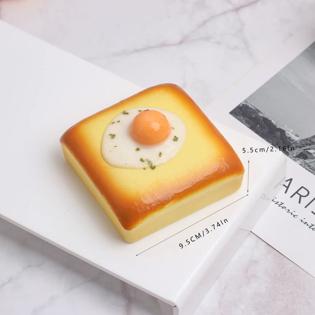 Cute Fried Egg Toast Squishy Slow Rising Stress Relief Toy, Soft Squeeze Bread Fidget Toy, Funny Simulation Food Decompression Squishies, Kids Adults Anxiety Relief Sensory Toy, Novelty Christmas Birthday Gift Decor