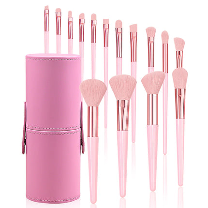 Pink 15PCS High-end Makeup Brush Set Soft and Fluffy Professional Facial Makeup Brush Set With Travel Waterproof Storage Bucket