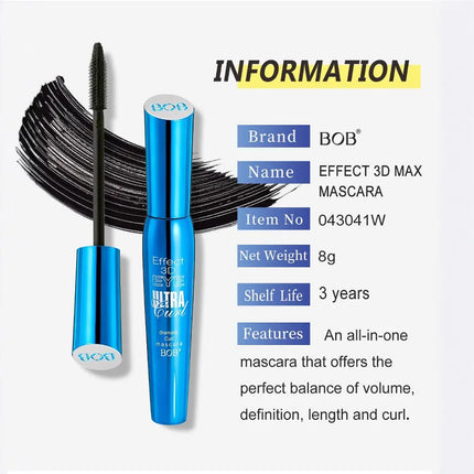 Makeup BOB Three-Dimensional Thick Beautiful Eye Black, Durable Waterproof, Sweat Proof, Non Smudging, Black Package In English