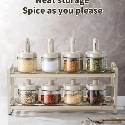 1/3 pcs Glass Seasoning Bottle With Telescopic Spoon Household Kitchen Salt Storage Box Leak Proof and Moisture-proof