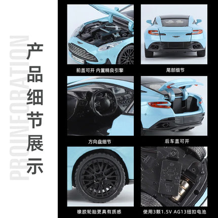 1:32 DB12 GT Super Sports Car Alloy Diecast Metal Model Car Sound & Light Holiday Gift Toy Car