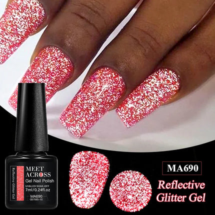 7Ml Reflective GlitterGel Nail Polish Bright Sparkling Silver Color Semi-permanent Soak Off Nail Art UV Varnish Nail Supplies