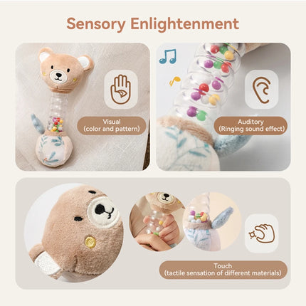 Soft Baby Cartoon Bear Rattle Winter Autumn Warm Sound Rattle Baby Toys Fluffy Hand Grip Baby Toys Stuffed Animal Rattle Gifts
