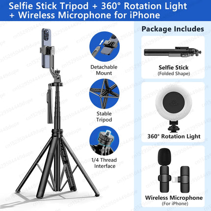 Tripod for Smartphone Light Camera,Tripods Stand with Wireless Bluetooth,Selfie Stick brackets with Phone Holder for Vlog/Video