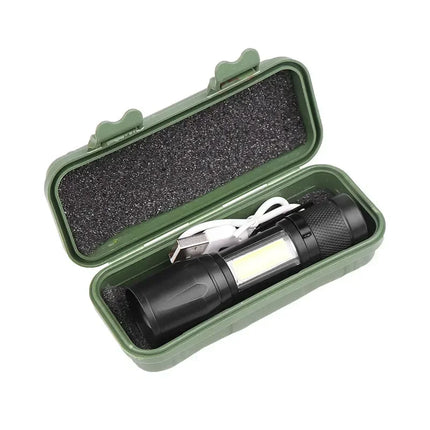 Portable COB+LED Pocket Flashlight Rechargeable Tactical Torch MINI 3 Lighting Mode with Side Lamp for Outdoor Camping Emergency