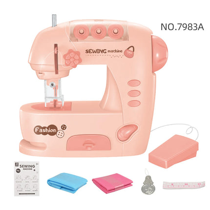 Mini Sewing Machine Toys for Kids, Electric Furniture Model Playing Home Toy with Lights DIY Simulation Sewing Gift for Children