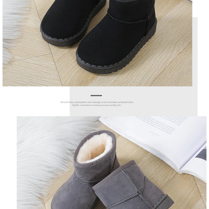 Children Snow Boots for Boys Girls Little Toddler Kids Thermal Boots Ankle Warm Classic Suede Flock Fabric Fashion Autumn Winter