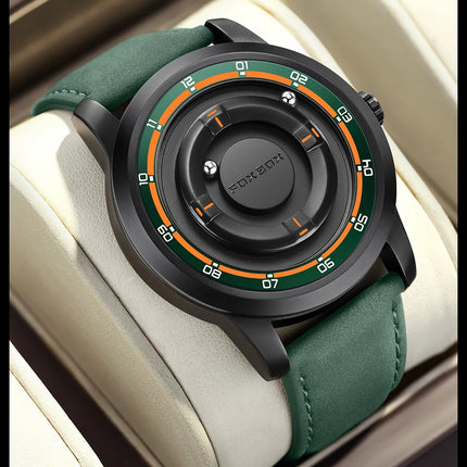 FOXBOX Watch Planet Design Fashion Floating Magnetic Pointer Free Ball Bearing Creative Simple Waterproof Quartz Watch for Men