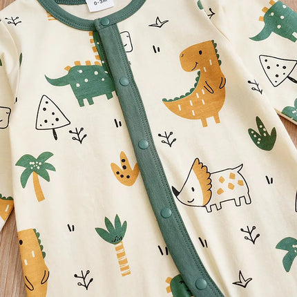 Newborn Clothes Cute Cartoon Dinosaur Cotton Comfortable And Soft 0-18 Boys And Girls Spring And AutumnLong SleevedBaby Jumpsuit