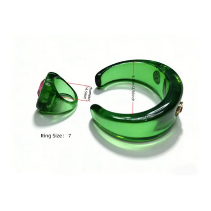 Luxury Jewelry Sets Resin Chunky Bangles Rings Exaggerated Designer Open Bracelet Women's Gift Set Party Accessories New