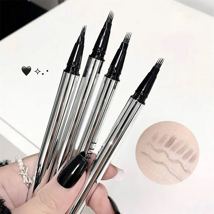 Waterproof Wild Eyebrow Pen 2/4 Separated Head Natural Brow Makeup Quick-Drying Creation of Ultra-Fine Lasting Liquid Eyebrow