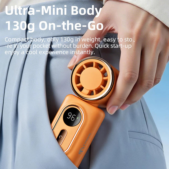 Mini Fan Handheld Small Portable Fan Cooling Turbo 5 Speeds 3000mAh LED Display 180° Rotatable Clip Type-C Rechargeable Fans New
