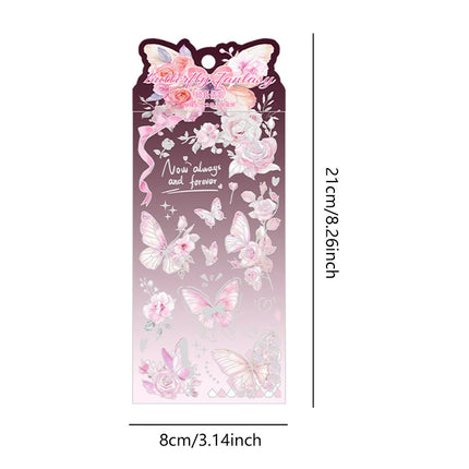 8 Sheets Butterfly Flower Stickers Set Ice Crystals Holographic Shiny Transparent Resin Waterproof Stickers 4 Themes Stickers