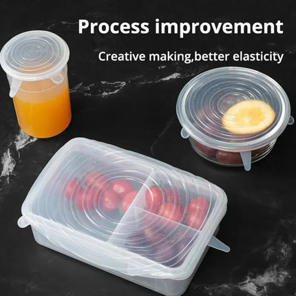 6Pcs/Set Transparent Silicone Bowl Covers Stretchable Universal Fresh-Keeping Lids for Refrigerator Oven