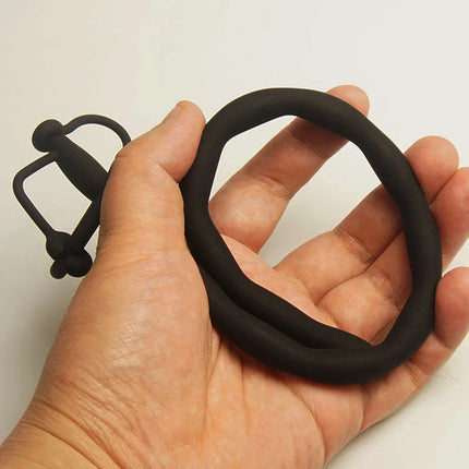Silicone Glans Ring with Flexible Penis Plug,Hollow Urethra Urethral Catheter Dilator Sounding Rod,Sex Toys for Men