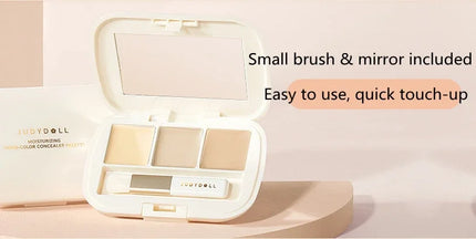 Judydoll Moisturizing Three-Color Concealer Palette High Coverage Long-Lasting Natural Waterproof Sweatproof Makeup Cosmetics