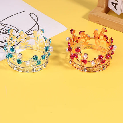 Luxury Flower Crown Small Tiaras For Doll Diadem Girls Birthday Bridal Wedding Hair Jewelry Prom Crown Cake Topper Ornaments