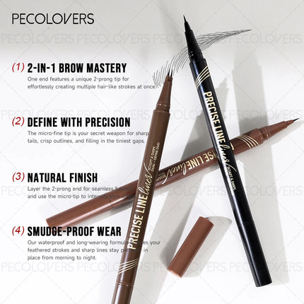1PC Ultra-Fine Pointed Eyebrow Pencil - Waterproof, Sweat-Resistant, Long-Lasting Natural Look. It Features a Dual-Ended Tip