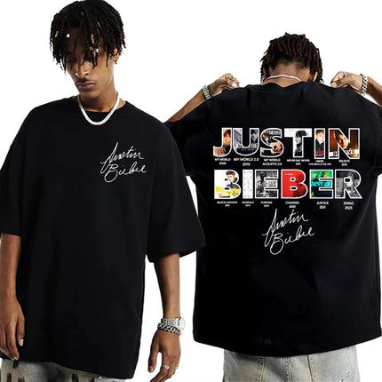 Justin Bieber New Album Cover 2025 Merch T Shirt Unisex Clothing Fashion 90s Vintage Style T-shirts Cotton Oversized T-shirt
