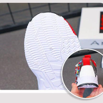 Kids'Casual Shoes Mesh Spider-Man Spring Shoes For Boys Flat Outdoor Basketball Anti-slip Breathable Blue Red Shoes Size 27-38