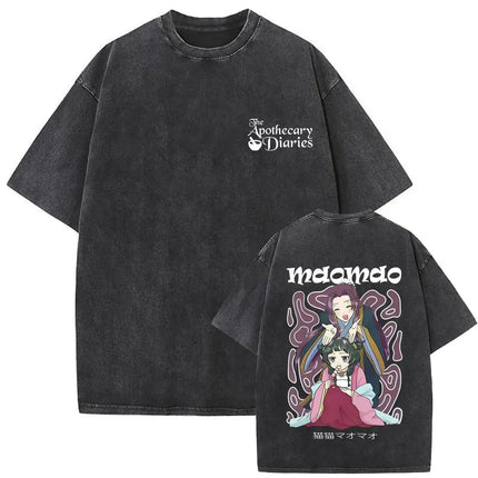 Japanese Anime The Apothecary Diaries Washed Vintage T Shirt Maomao Graphic T-shirt Men Women Cartoon Manga Funny T-shirts Tops