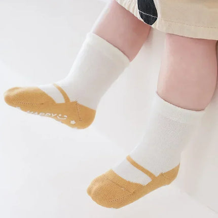 Korean New Baby Patchwork Anti-slip Rubber Floor Socks Cotton Breathable Newborn Infant Toddler Boys Girls Socks 0-5Y