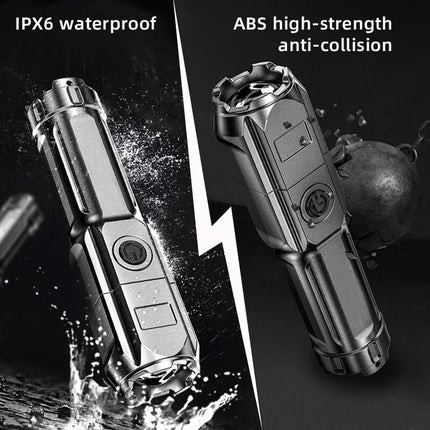 Powerful LED Camping Torch Flashlight High Power Rechargeable USB Waterproof Spotlight Telescopic Zoom Fishing Hunting Work Lamp