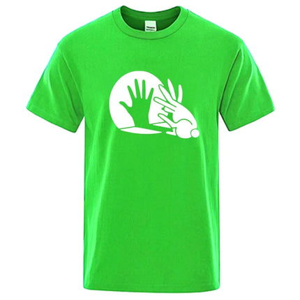 Men's High Quality T-shirt 100% Cotton Funny Shadow Puppet Design Print Summer Casual Loose O-neck for Male T-shirt Tops Tees